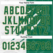 Custom Graffiti Pattern Kelly Green-Old Gold 3D Two-Button Unisex Softball Jersey