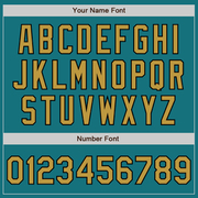 Custom Teal Black Pinstripe Old Gold Two-Button Unisex Softball Jersey