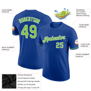 Custom Royal Neon Green-White Performance T-Shirt