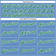 Custom Light Blue Kelly Green-White Performance T-Shirt