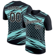 Custom Black Ice Blue-White 3D Esports Performance T-Shirt