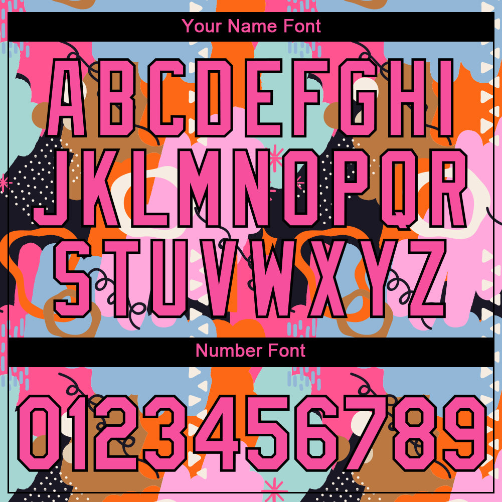 Custom Pink Black 3D Pattern Design Abstract Doodle Performance T-Shirt