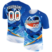 Custom Royal White-Black 3D Pattern Design Extreme Sport Cartoon Animal Frog Skiing Performance T-Shirt