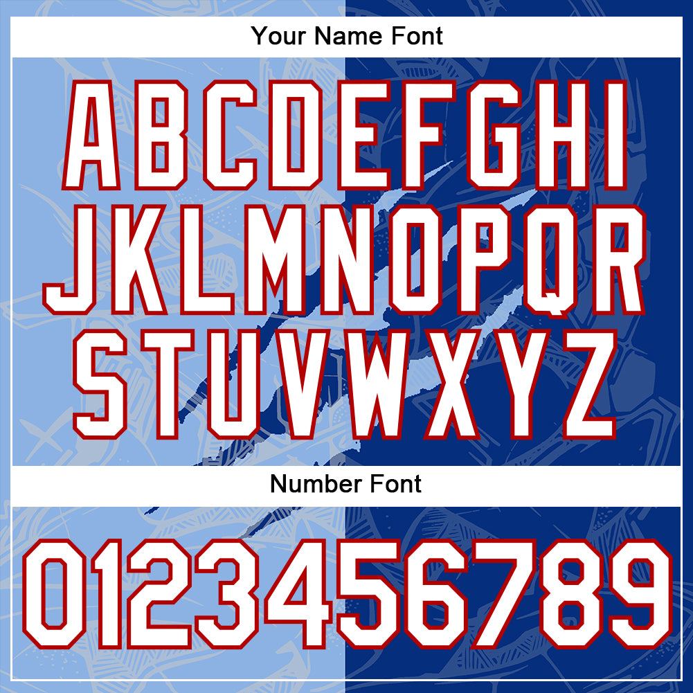 Custom Graffiti Pattern Royal Light Blue-Red Scratch 3D Performance T-Shirt