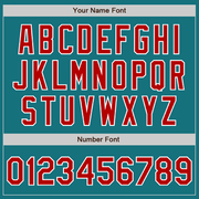 Custom Teal Red-White Two-Button Unisex Softball Jersey