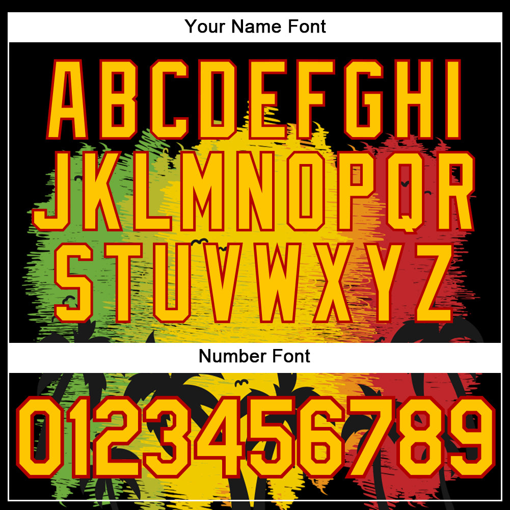 Custom Black Yellow-Red 3D Pattern Design Black History Month Hawaii Palm Trees Performance T-Shirt