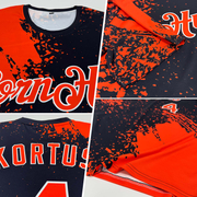 Custom Orange Black-White 3D Pattern Design Abstract Brush Stroke Performance T-Shirt