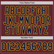 Custom Burgundy Navy-Gold Performance T-Shirt