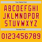 Custom Gold Red Pinstripe White Two-Button Unisex Softball Jersey