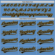 Custom Powder Blue Black-Old Gold Two-Button Unisex Softball Jersey