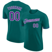Custom Teal Purple-White Performance T-Shirt
