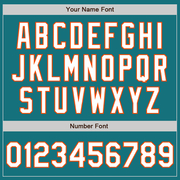 Custom Teal Orange Pinstripe White Two-Button Unisex Softball Jersey