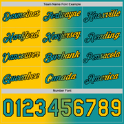 Custom Teal Yellow-Black Gradient Fashion Performance T-Shirt