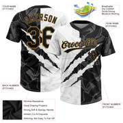 Custom Graffiti Pattern Black-Old Gold 3D Two-Button Unisex Softball Jersey