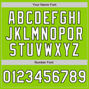 Custom Neon Green Black Pinstripe White Two-Button Unisex Softball Jersey