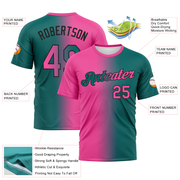 Custom Teal Pink-Black Gradient Fashion Performance T-Shirt