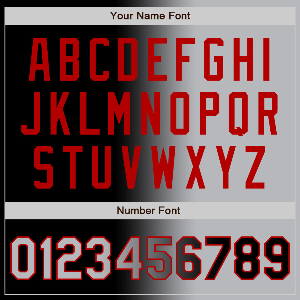 Custom Black Gray-Red Gradient Fashion Two-Button Unisex Softball Jersey