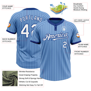 Custom Light Blue Royal Pinstripe White Two-Button Unisex Softball Jersey
