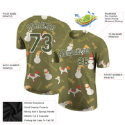 Custom Olive Olive-White Christmas 3D Performance Salute To Service T-Shirt