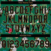 Custom Kelly Green Black-Old Gold 3D Pattern Design Flowers Performance T-Shirt