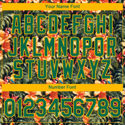 Custom Black Green-Yellow 3D Pattern Design Tropical Hawaii Plant With Bird Performance T-Shirt