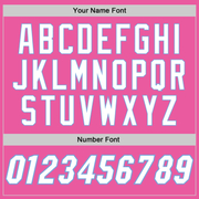 Custom Pink White-Light Blue Performance T-Shirt