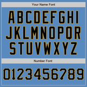 Custom Powder Blue Black-Old Gold Two-Button Unisex Softball Jersey