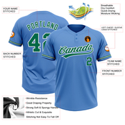 Custom Powder Blue Kelly Green-White Two-Button Unisex Softball Jersey