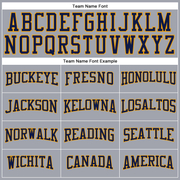 Custom Gray Navy-Gold Long Sleeve Performance T-Shirt