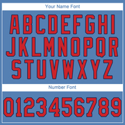 Custom Light Blue Red-Navy Performance T-Shirt