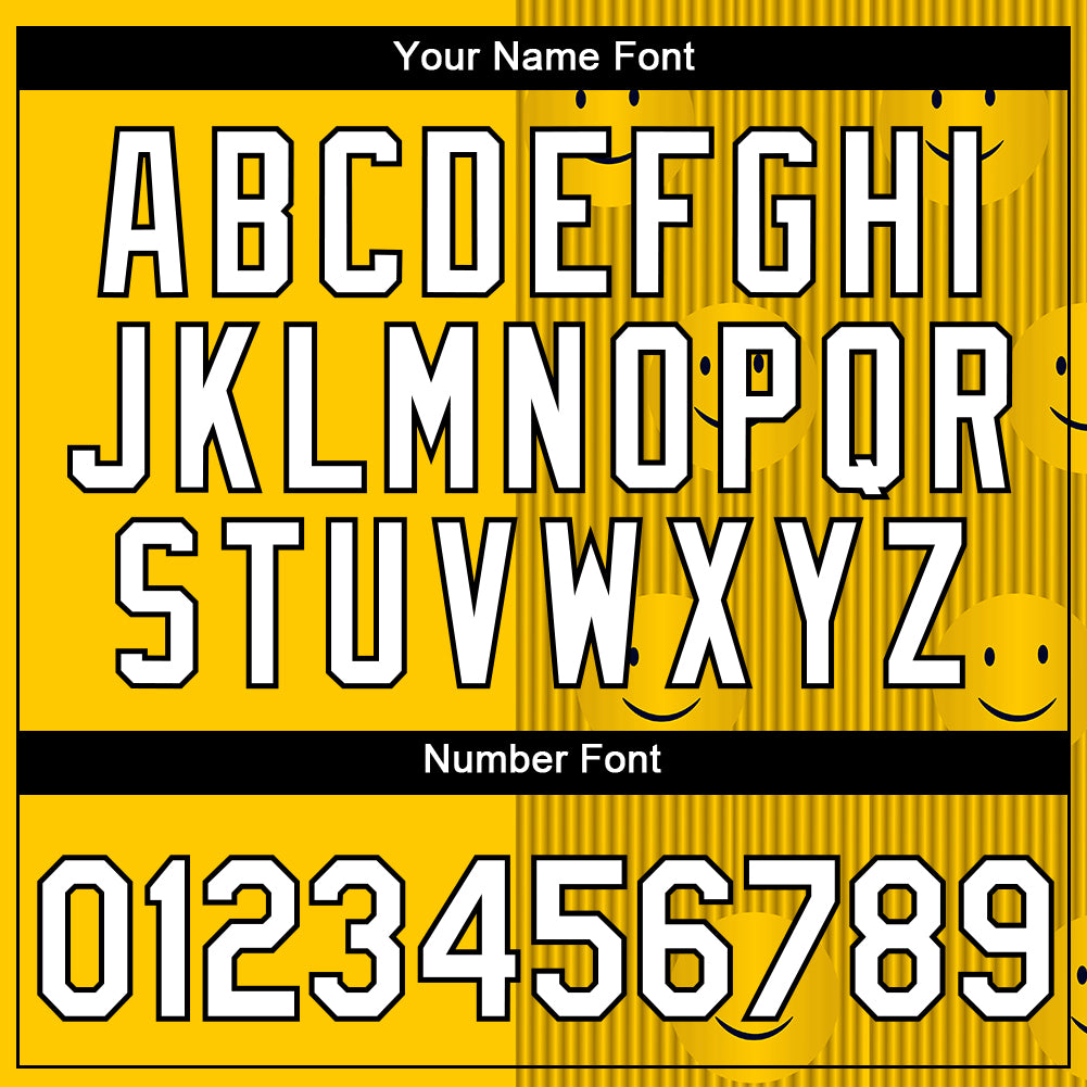 Custom Gold White-Black 3D Pattern Design Smile Emoji Performance T-Shirt