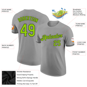 Custom Gray Neon Green-Black Performance T-Shirt