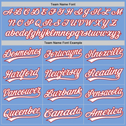 Custom Light Blue White-Red Two-Button Unisex Softball Jersey