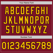 Custom Crimson Black Pinstripe Gold Two-Button Unisex Softball Jersey