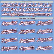 Custom Light Blue Crimson Pinstripe White Two-Button Unisex Softball Jersey