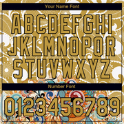 Custom Old Gold Black 3D Pattern Floral Design Performance T-Shirt