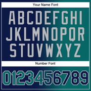 Custom Navy Teal-Gray Gradient Fashion Two-Button Unisex Softball Jersey