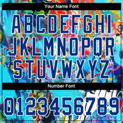 Custom Graffiti Pattern Royal-White 3D Performance T-Shirt