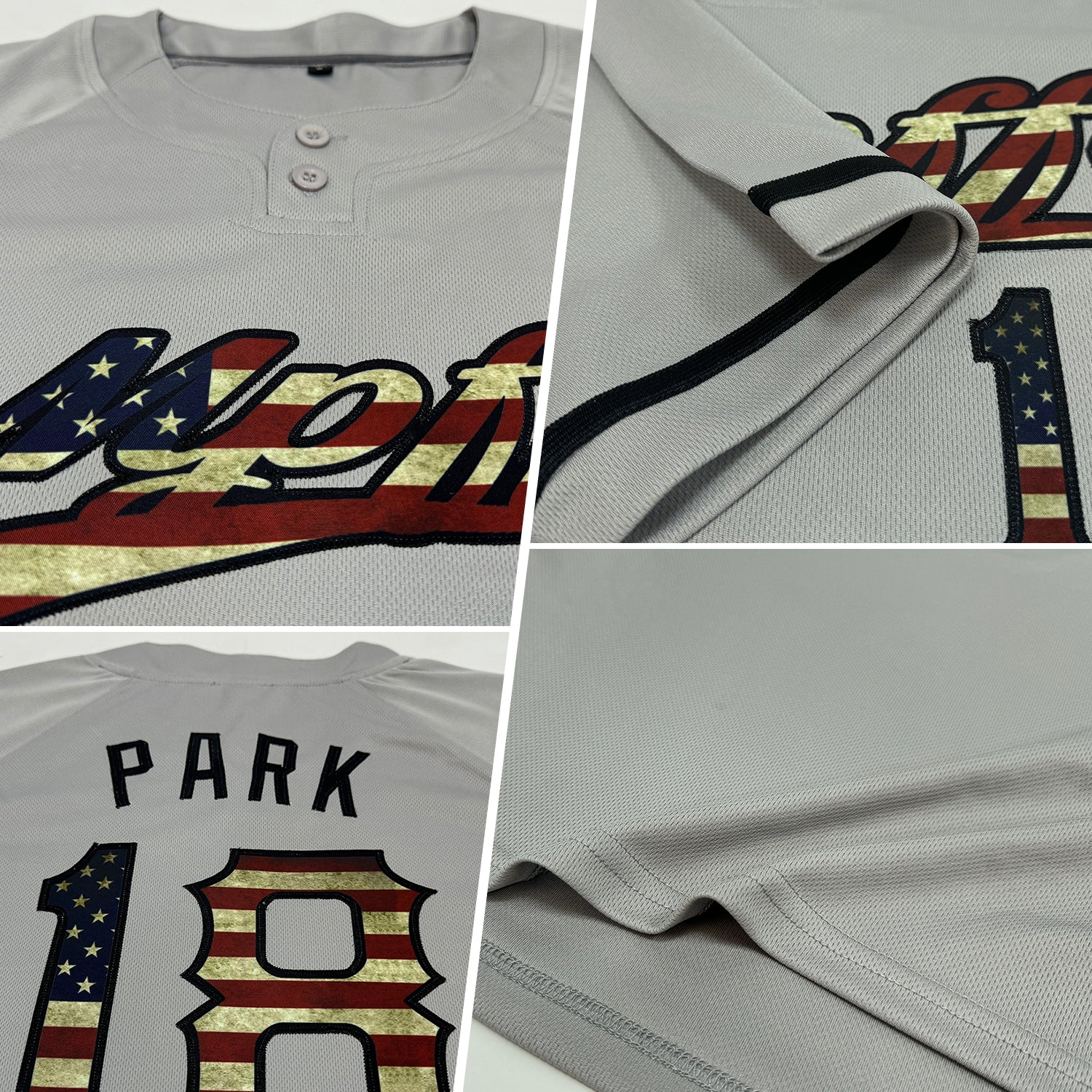 Custom Gray Vintage USA Flag-Black Two-Button Unisex Softball Jersey