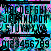 Custom Teal Black 3D Pattern Design Hawaii Palm Leaves Performance T-Shirt