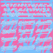 Custom Pink Powder Blue-White 3D Pattern Two-Button Unisex Softball Jersey