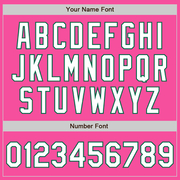 Custom Pink Kelly Green Pinstripe White Two-Button Unisex Softball Jersey