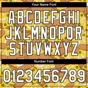 Custom Yellow White-Black 3D Pattern Design Food Pizza Performance T-Shirt