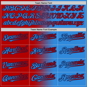 Custom Electric Blue Red-Navy Gradient Fashion Two-Button Unisex Softball Jersey