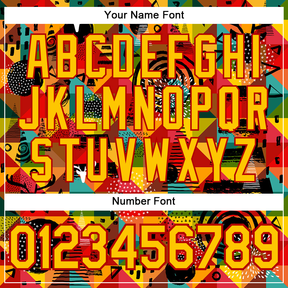 Custom Red Yellow 3D Pattern Design Black History Month Performance T-Shirt