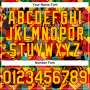 Custom Red Yellow 3D Pattern Design Black History Month Performance T-Shirt