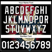 Custom Navy White-Black 3D Skull With American Flag Performance T-Shirt