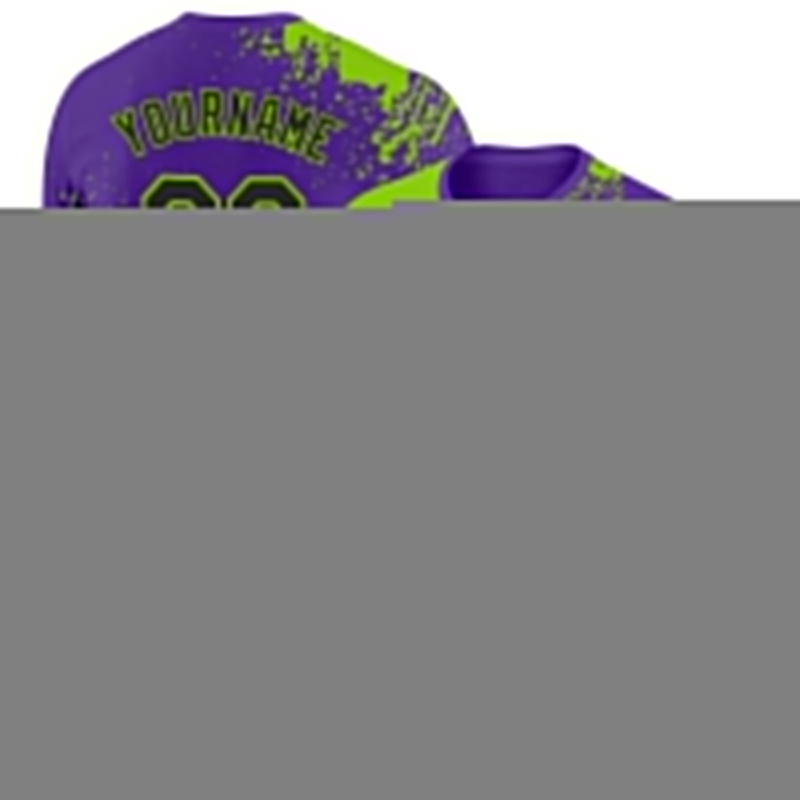 Custom Neon Green Black-Purple 3D Pattern Design Abstract Brush Stroke Performance T-Shirt