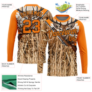 Custom Bay Orange Black 3D Animal Deer Hunting Tool Gun Long Sleeve Performance T-Shirt