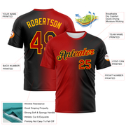 Custom Black Red-Gold Gradient Fashion Performance T-Shirt